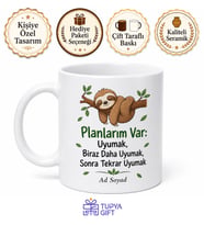 Tembel Hayvan Sloth Esprili Kupa Uyumak İsteyenlere Hediye Bardak