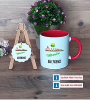 Ziraat Mühendisi Kupa Bardak Kırmızı ve Ahşap Anahtarlık Hediye (Model 1)