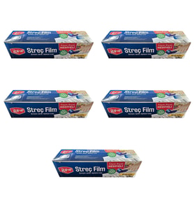 Roll-Up Şeffaf Mutfak Rulo Streç Film Folyo - 30 Cm. x 300 Metre - Gıdaya Uygun - 5 Paket