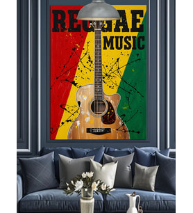 Reggae Müzik Gitar Sanatı Dekoratif Kanvas - Mdf Ahşap Tablo