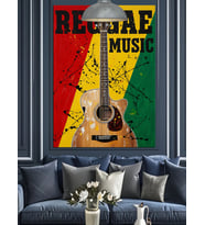 Reggae Müzik Gitar Sanatı Dekoratif Kanvas - Mdf Ahşap Tablo