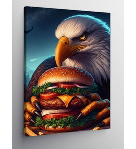 Kanvas Tablo Hamburger Yiyen Kartal