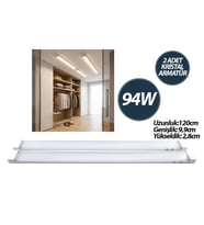 2 PCS 94W 120CM KRİSTAL LED BANT ARMATÜR BEYAZ=6500K ALÜMİNYUM KAPAK IP20 - Y BAĞLANTI EAMP-093/1B
