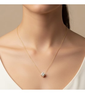 STİL İNCİSİ/ XUPING JEWELRY BAGET KARE ZİRKON TAŞLI  KOLYE (Altın)
