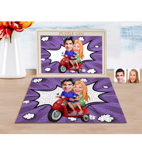 BK Gift Kişiye Özel Sevgililer Karikatürlü 1000 Parça Profesyonel Puzzle-10