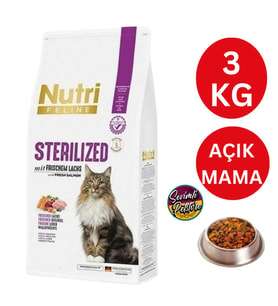 Nutri Feline Somonlu Tahılsız Kısırlaştırılmış Açık Kedi Maması 3 kg