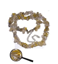 Sertifikalı Kırık Taşlı Gold Rutilli Kuvars Taşı Doğal Taş Kolye - Melek Saçı (Çok Renkli)