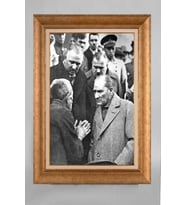 Altın Varaklı Çerçeveli Paspartulu Atatürk Tablo a15 (Gold)