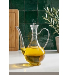 Borosilikat Cam İbrik Yağdanlık 750 ml - Akıtmayan Kulplu Ve Kapaklı Yağlık Sirkelik