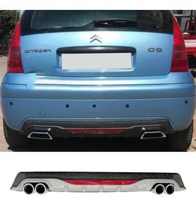 Peugeot 407 Gri Difüzör Difizör Yuvarlak Egzoz Görünüm Reflektörlü