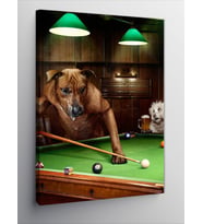 Kanvas Tablo Bilardo Oynayan Köpekler
