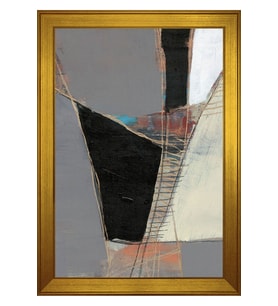 Soyut Şekiller Motifli Kanvas Tablo 80 x 110 cm Gold Çerçeve