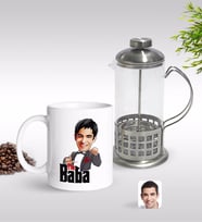 BK Gift Kişiye Özel Godfather Baba Karikatürlü Kupa & French Press Seti-7 (Model 1)