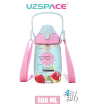 Uzspace Pipetli 500 Ml Boyun Askılı Tritan Çocuk Su Matarası -Kutulu- FFUZ2201500  (Pembe)