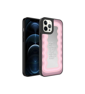 Apple iPhone 12 Pro Uyumlu Kılıf Aynalı Desenli Kamera Korumalı Parlak Zore Mirror Kapak (Açık Pudra)