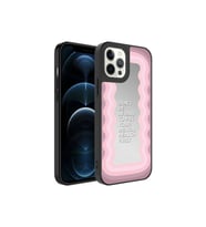 Apple iPhone 12 Pro Uyumlu Kılıf Aynalı Desenli Kamera Korumalı Parlak Zore Mirror Kapak (Açık Pudra)