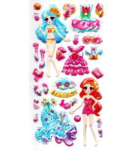Sticker Kabartmalı Stiker Defter, Planlayıcı Etiket (limlra-020) - 17X9 cm - Giydirme Kız Mavi