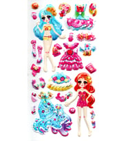 Sticker Kabartmalı Stiker Defter, Planlayıcı Etiket (limlra-020) - 17X9 cm - Giydirme Kız Mavi