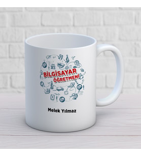 Kişiye Özel Meslek Bilgisayar Öğretmeni Hediyelik Kupa Bardak