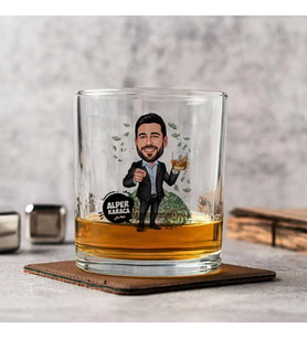 Kişiye Özel Ultra Zengin Erkek Karikatürlü Viski Bardağı