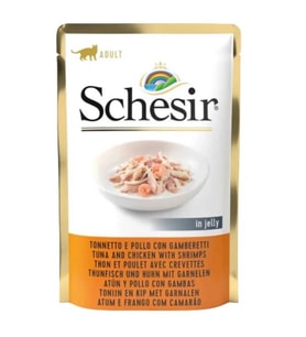 Schesir Jelly Ton Balıklı Tavuk ve Karidesli Pouch Kedi Konservesi 85 Gr