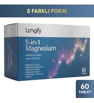 Longify 5-in-1 Magnesium; Magnezyum Bisglisinat, Sitrat, Malat, L-Treonat, Taurat ve Taurin 60 Tablet