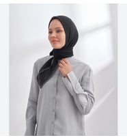 Mismara Müslin Biyeli Eşarp Siyah Füme