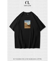 Nevermind Unisex Saudi Desing Ciel Studio- Oversize T-Shirt (Siyah)