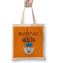 MENTAL HEALTH IS HEALTH Bez Çanta Uzun Saplı