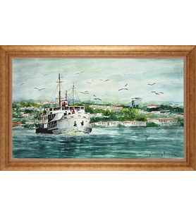 Çerçeveli Paspartulu Manzara Tablo bm0957 (Gold)