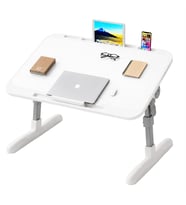 Sunup SN-29697 Çok Fonksiyonlu Katlanabilir Yatak Koltuk Laptop Masası Yükseklik ve Açı Ayarlı Beyaz 60x40cm