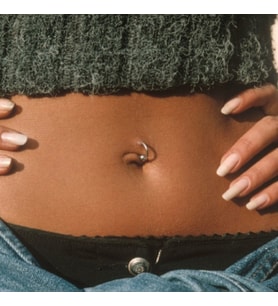 316 L Çelik Küçük Topçuklu Düz Halka Göbek Piercingi 8 mm Silver Renk