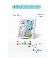 Safari Hayvanları Çocuk Boyama Tuvali – Şövalesiz Eğitici Boyama Seti 20x20 cm