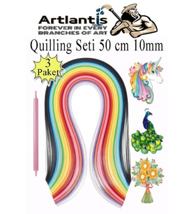 Quilling Seti 10 mm Kalın 3 Paket Quling Kağıt Katlama Kıvırma Sanatı Telkari Kuiling Karışık Renkli (Çok Renkli)