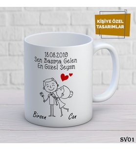 Sevgili Temalı İsme Özel Kupa Bardak