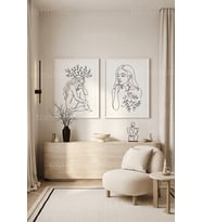 Minimalist Doğal Çizgiler 2'li Ahşap Çerçeveli Tablo Seti