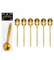 6 Parça Yemek Kaşığı Seti - Gold Renk - Paslanmaz Çelik