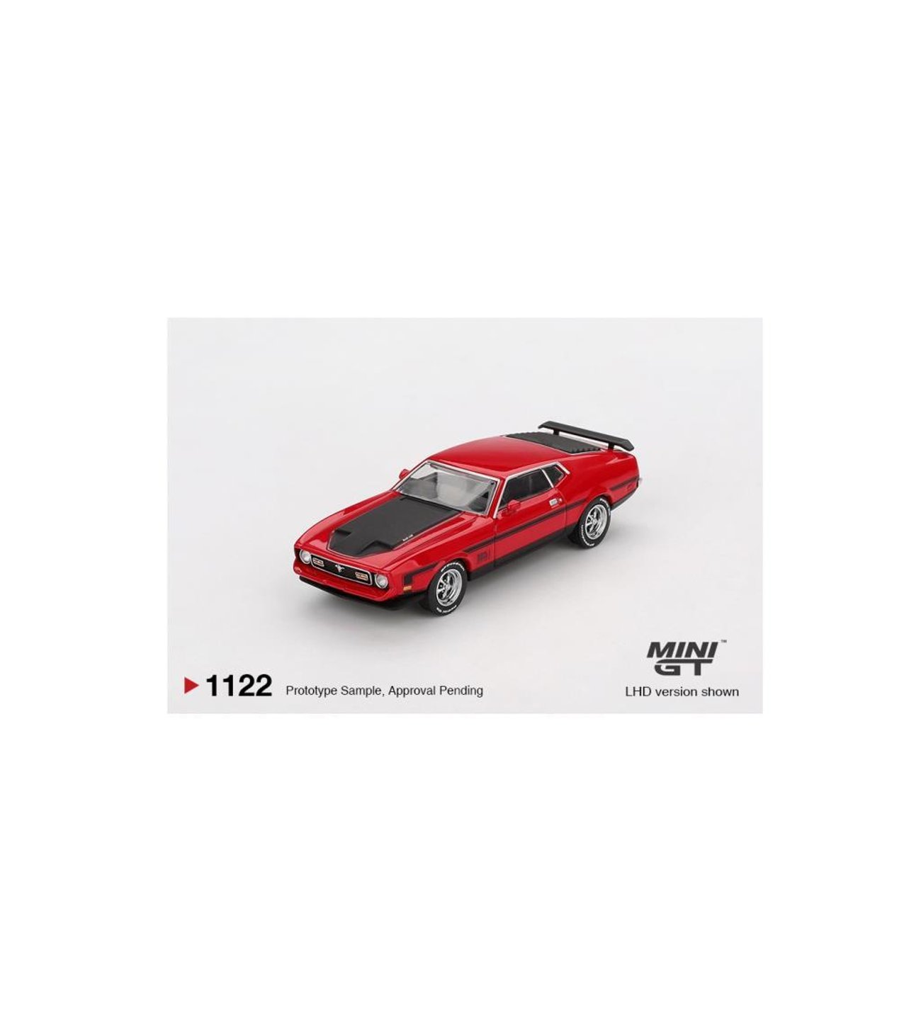 Mini GT 1122 Ford Mustang Mach1 1971 Race Kırmızı 1/64 Model Araba
