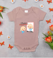 BK Kids Kişiye Özel Babasının Kopyası Tasarımlı Pembe %100 Pamuklu Kısa Kol Bebek Body Zıbın, Yeni Doğan Bebek Hediyesi
