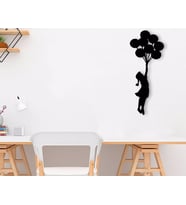 BK Home Uçan Balon Ahşap Duvar Süsü (Siyah)