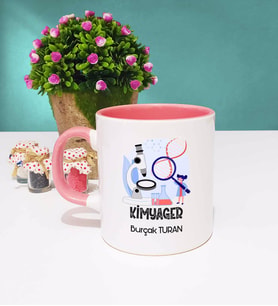 Kimyager Tasarımlı Kişiye Özel Hediye Kimyager Kupa Bardak Pembe