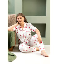 Kısa Kol Gömlek Yaka Kadın Pinterest Pijama Takımı - Mevsimlik Kadın Pijama- Büyük Beden (Bordo)