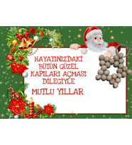 5 Adet Naturel Yıldız Anahtasrlık - Noel Baba Mutlu Yıllar Kartlı - Yılbaşı 