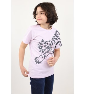 Toontoy Erkek Çocuk Kaplan Baskılı Tişört (Açık Lila)