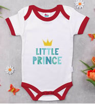 BK Kids Little Prince Tasarımlı Kırmızı Bebek Body Zıbın-1