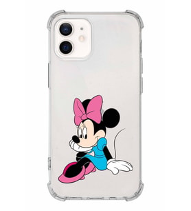 Apple iPhone 12 Mini Uyumlu Köşe Korumalı Antişok  Kapak Minnie Mouse Tasarımlı Şeffaf  Kılıf