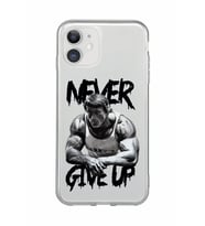 Iphone 11 Uyumlu Arnold Fitness Never Give Up Desenli Şeffaf Telefon Kılıfı