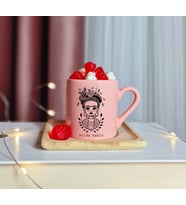 Frida Kahlo Tasarımlı Kişiye Özel Pembe Türk Kahvesi Fincanı