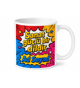 Pop Art Tarzda İsme Özel Baskılı Kupa Bardak Kişiye Özel Hediye