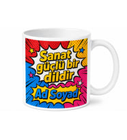Pop Art Tarzda İsme Özel Baskılı Kupa Bardak Kişiye Özel Hediye